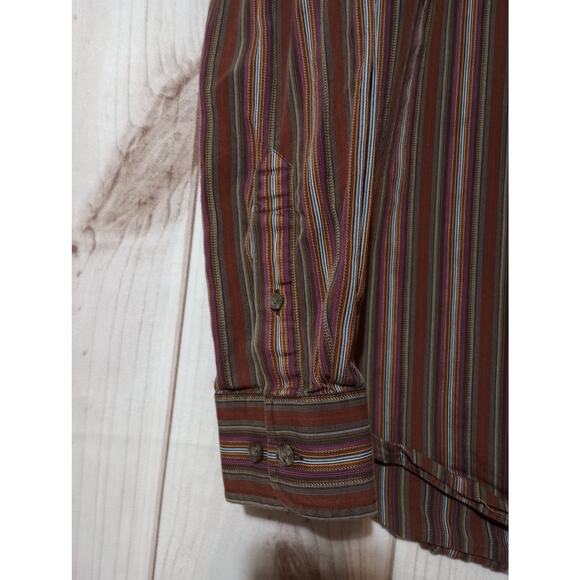 Robert Graham Shirt Mens Medium Multicolor Striped Dress Button Up Silk Blend - Picture 3 of 9